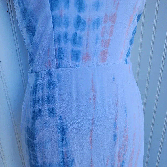 Japna Tie Dye Multicolor Pink Blue Maxi Dress Smocked Back Rayon Sleveless XS - Picture 3 of 12